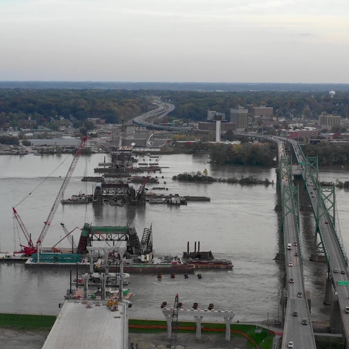 birds eye image of the quad cities